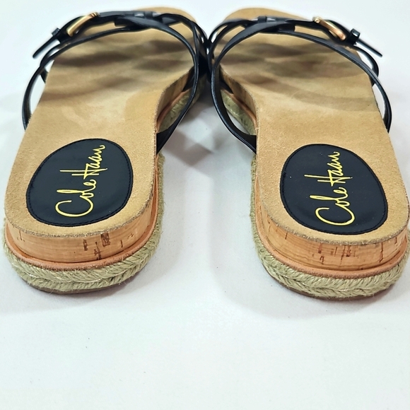 Cole Haan Nike Air Leather Black and Tan Sandals with Adjustable Straps Size 7 - Picture 4 of 6